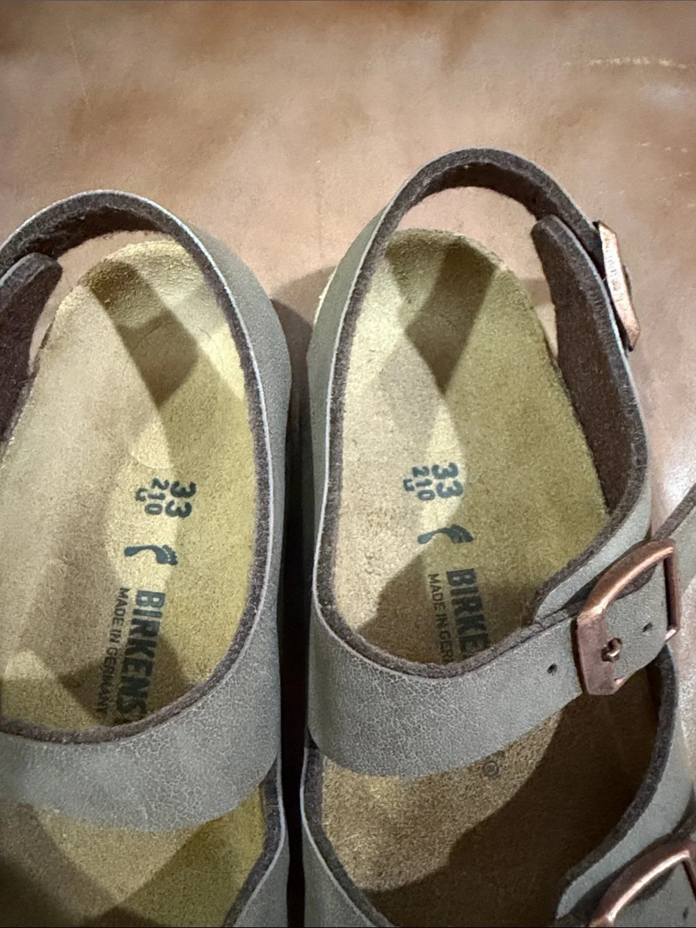 Birkenstock Kids Three-Strap Sandal in Olive